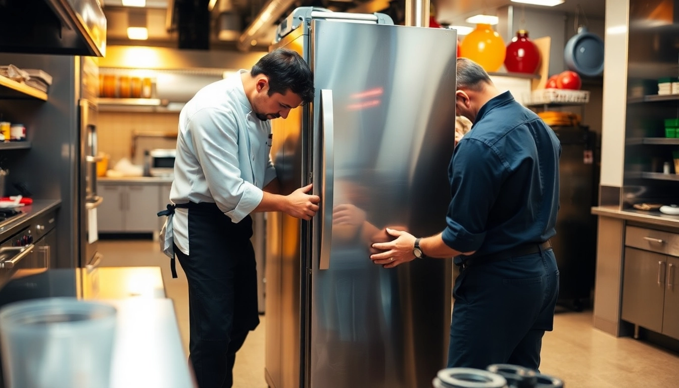 Repairing a chef base refrigerator with essential tools on display for efficient service.