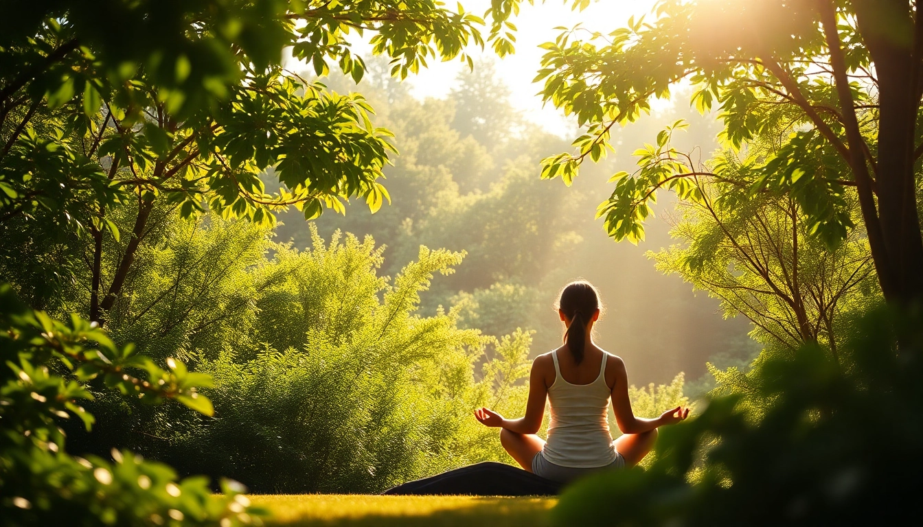 Promote wellness at healthlifeherald.com with a tranquil meditation scene amidst nature.