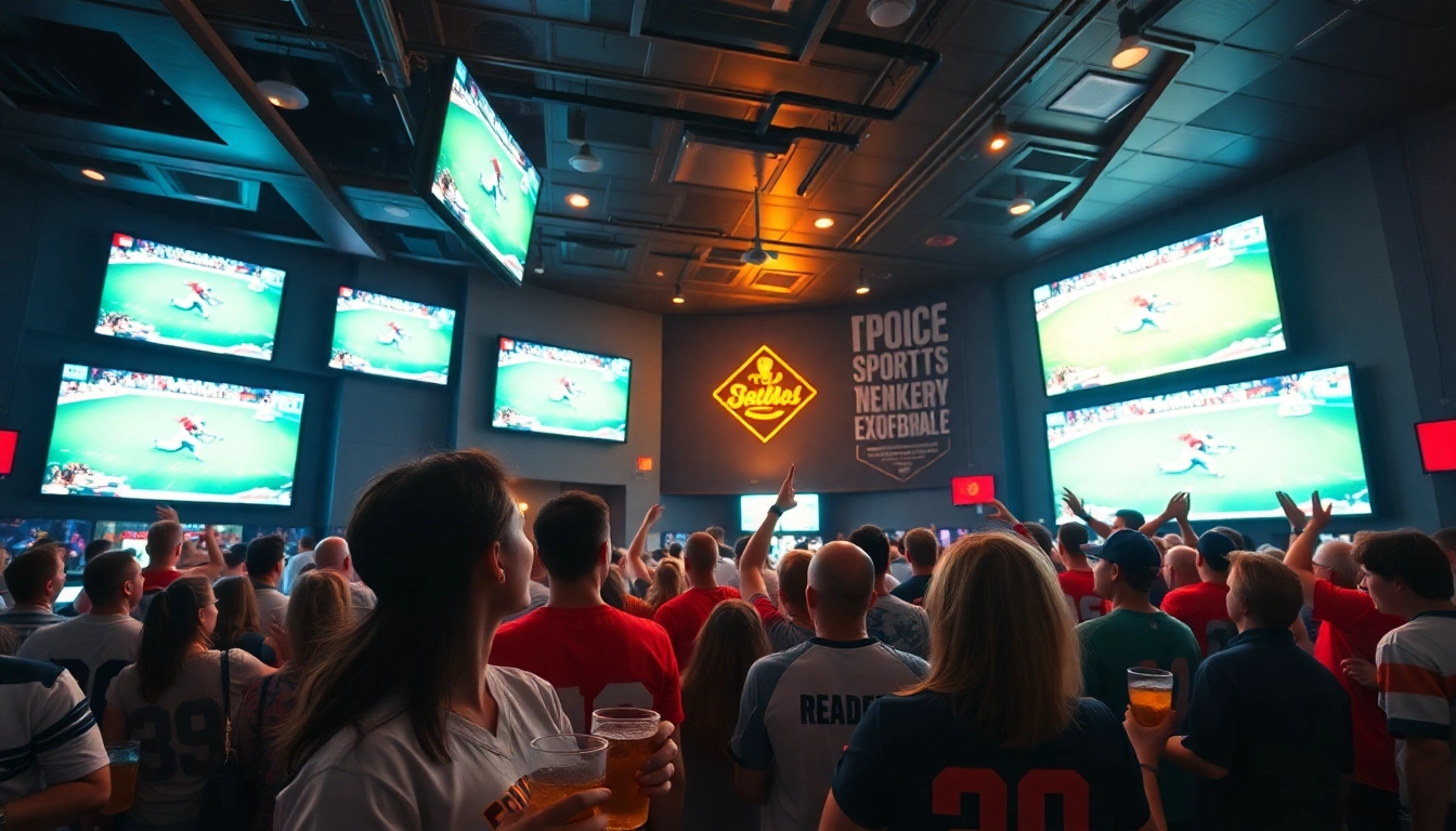 Enjoy ดูบอลฟรี as fans passionately watch live football matches in a lively sports bar.