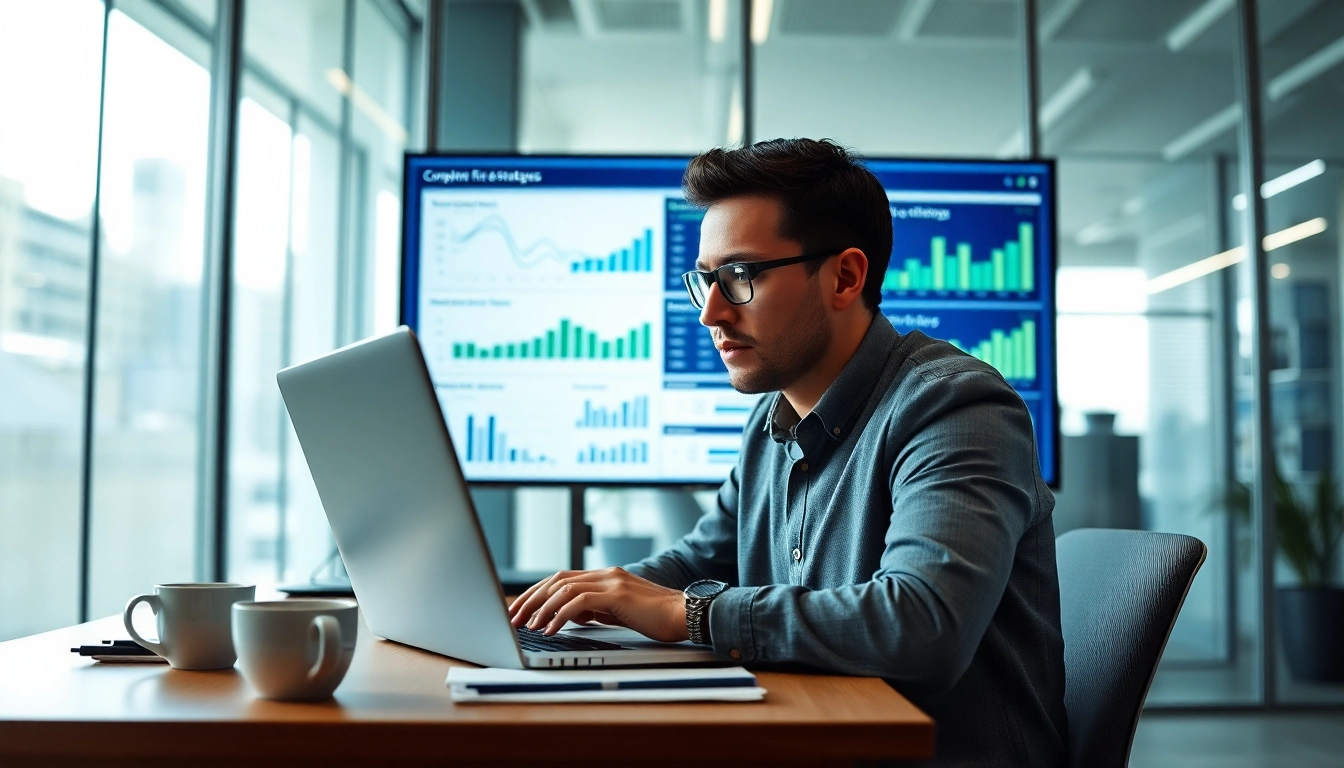 Analyze competitor pricing strategies with a focused business analyst in a modern office.