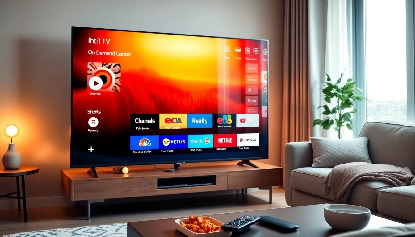 Explore IPTV Subscription USA offering diverse live channels and on-demand content in a cozy living room setting.