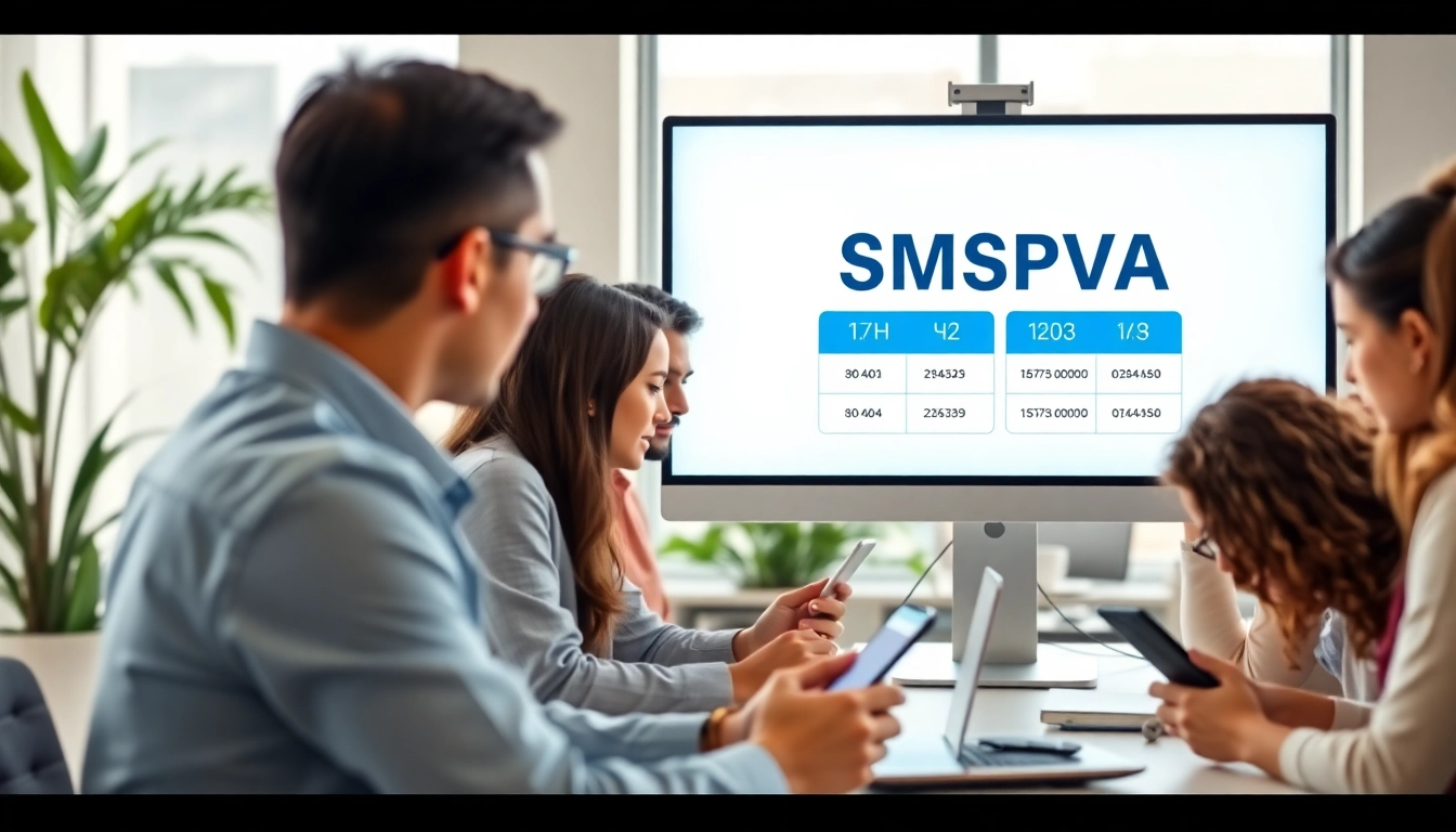Engage with SMSPVA's innovative digital workspace showcasing virtual phone numbers for efficient communication.