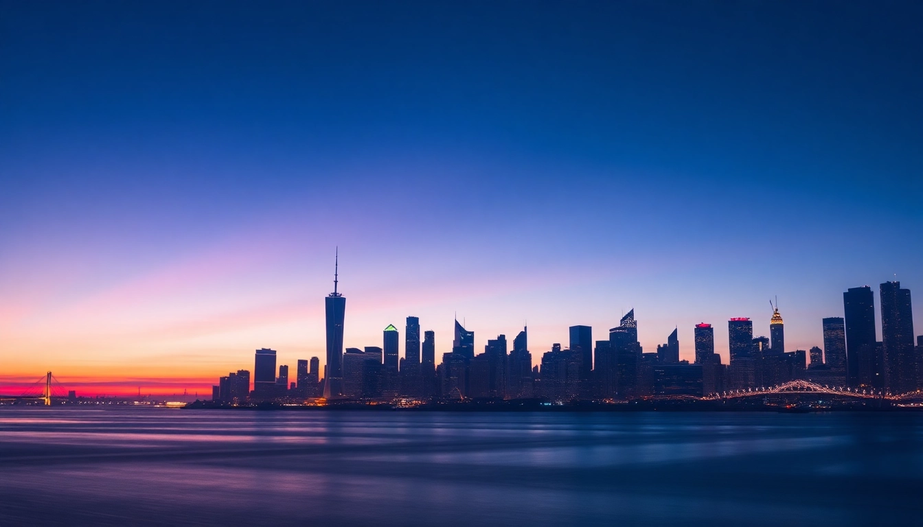 Visualize a modern digital hub showcasing 美洽官网's innovative communication solutions in a vibrant cityscape.