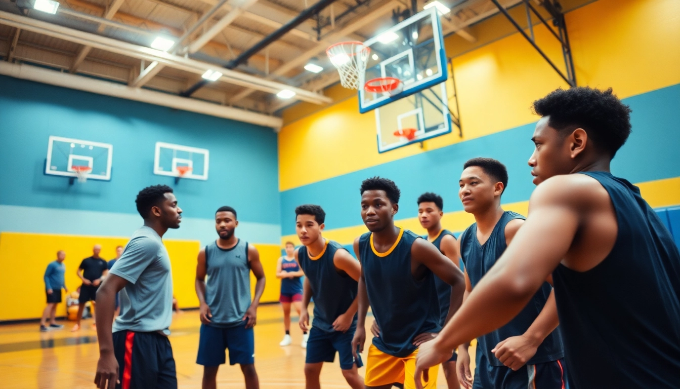 Young athletes training at Takeover Basketball Academy, showcasing teamwork and dynamic basketball skills.