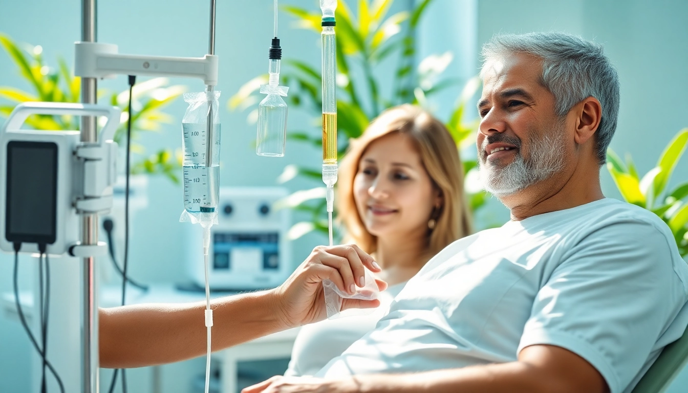NAD IV therapy session with a healthcare provider and patient in a bright clinical setting.