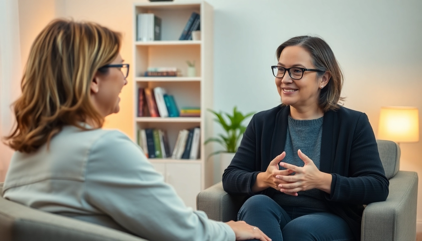 Clients coping with anxiety find support in a professional therapy session in a soothing setting.