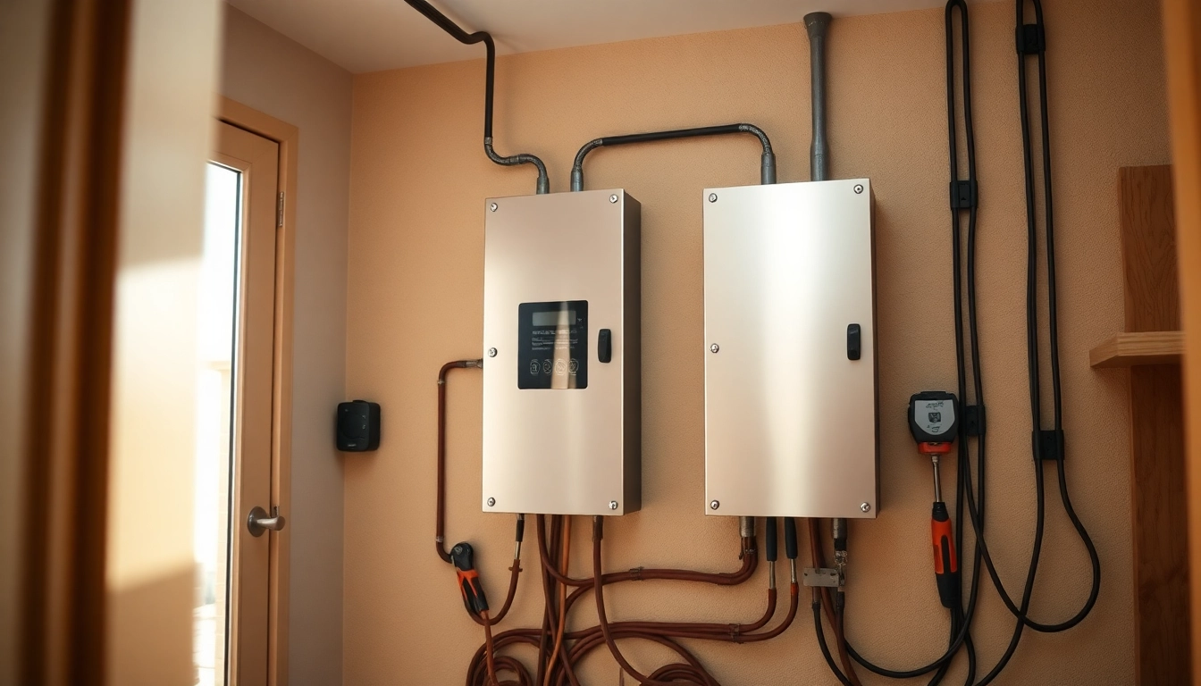 Showcasing a modern electrical panel installed in a utility room, emphasizing quality and safety.
