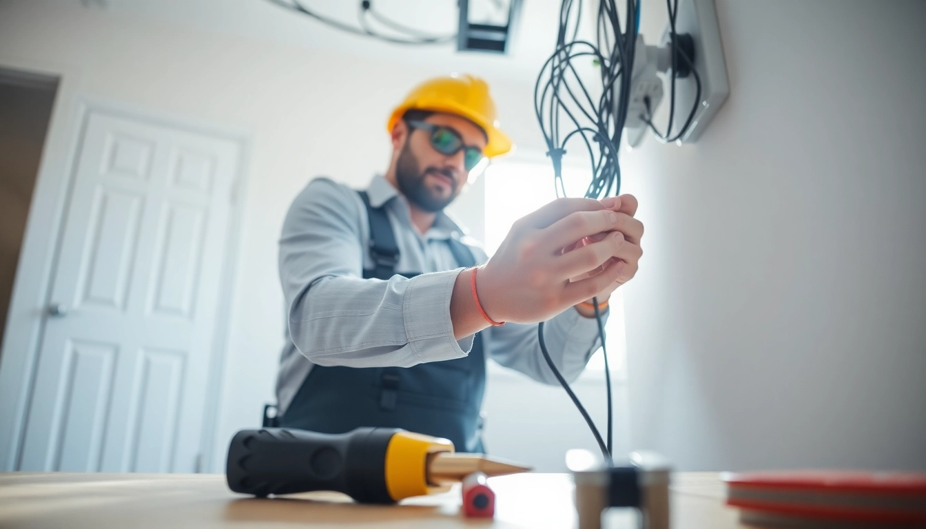 Electrical Service installation by a professional electrician demonstrating skilled craftsmanship safely.