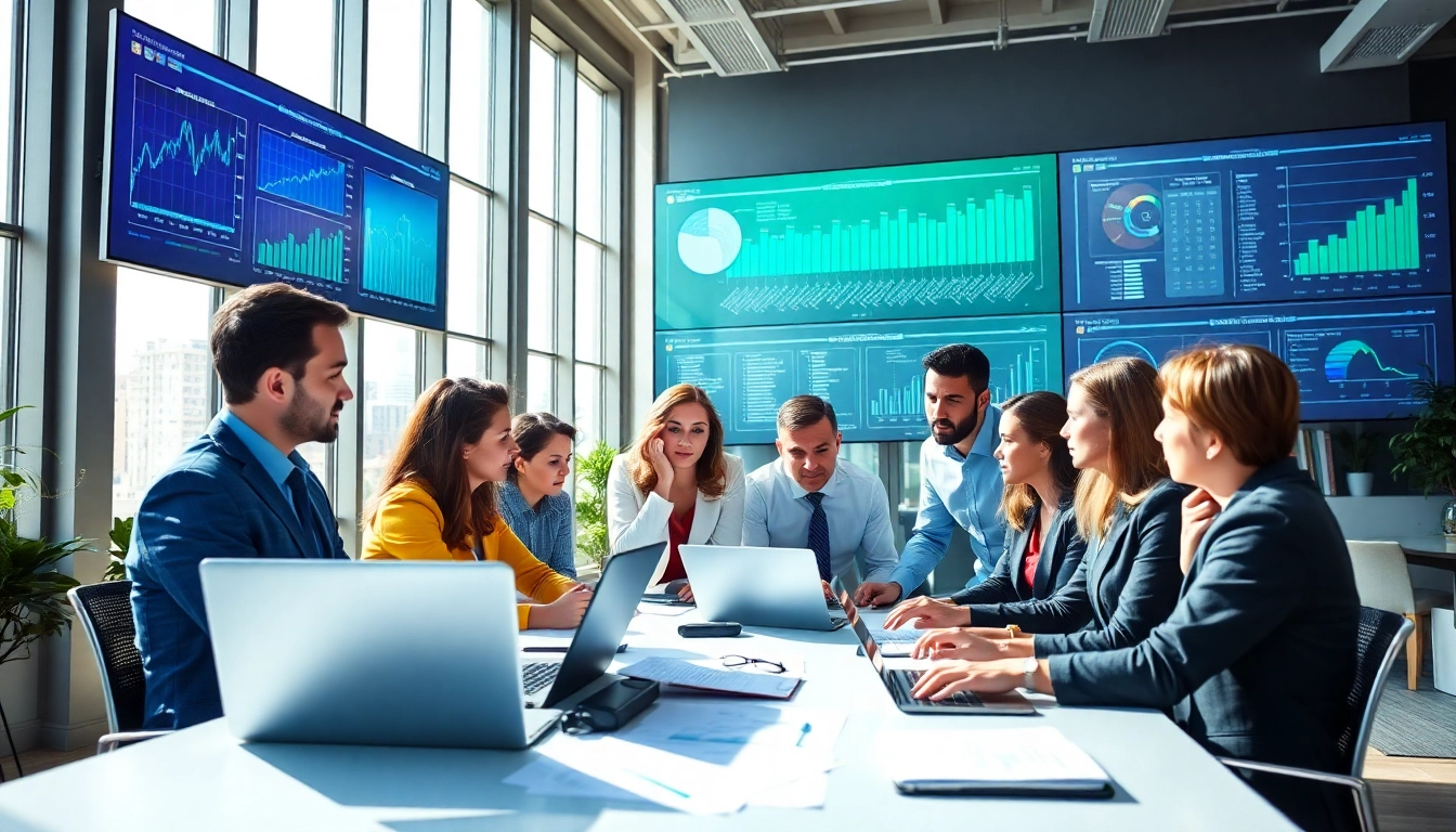 Utilize ai prompts for competitive intelligence with a professional team analyzing data in a modern office.