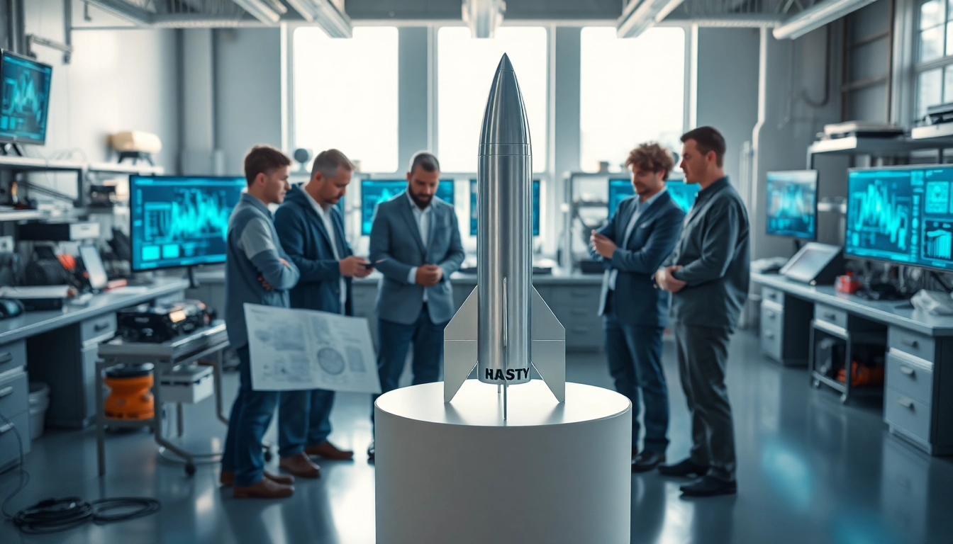 Visualize the Revenue Rocket Lab with an innovative engineering team at work on rocket designs.