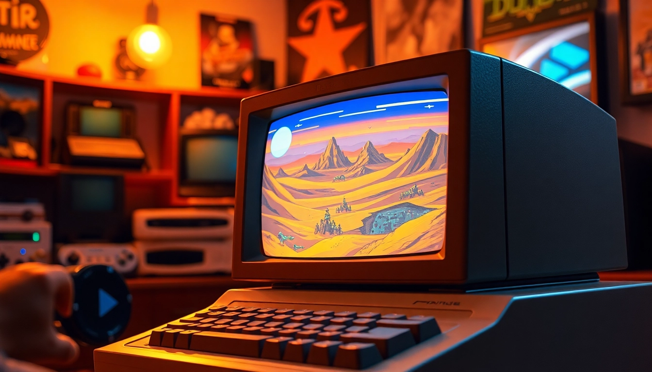 Dune 2 download interface displayed on a vintage gaming setup, highlighting gameplay.