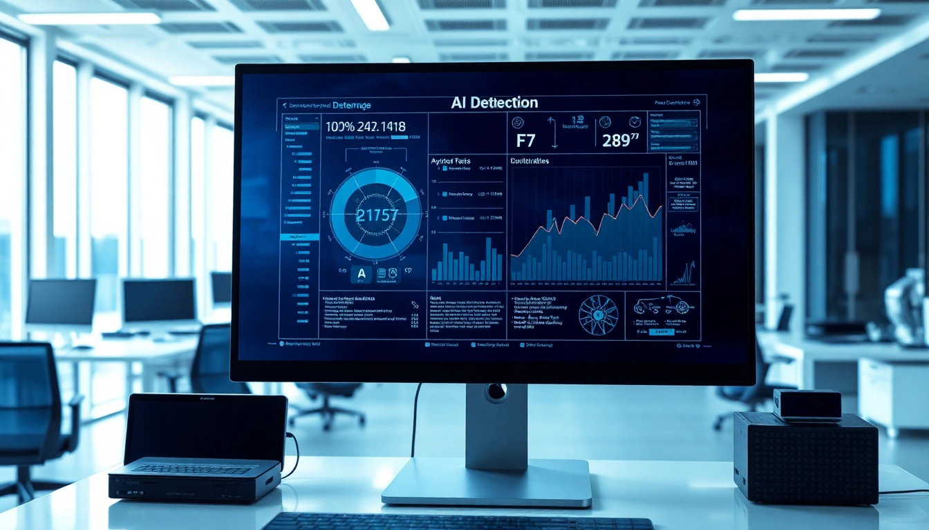 Analyze AI detection tools and methods in an innovative tech environment showcasing data analytics.