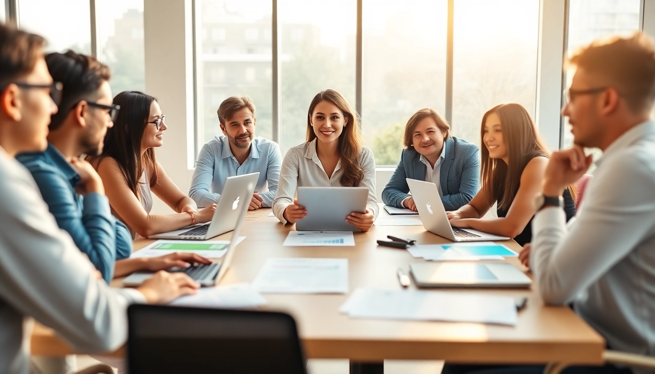 Engaged team strategizing to launch a successful startup in a bright conference room.