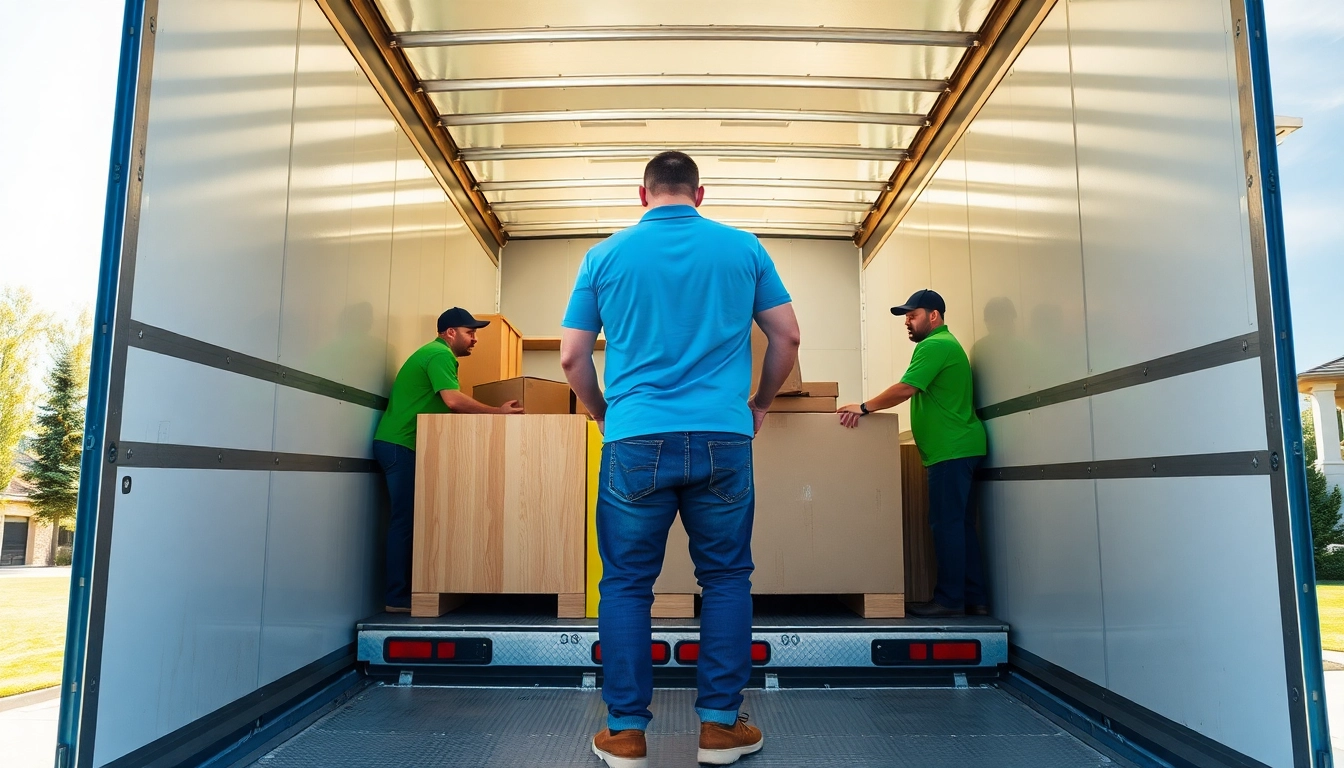 Movers calgary efficiently loading furniture into a moving truck, symbolizing teamwork and reliability.